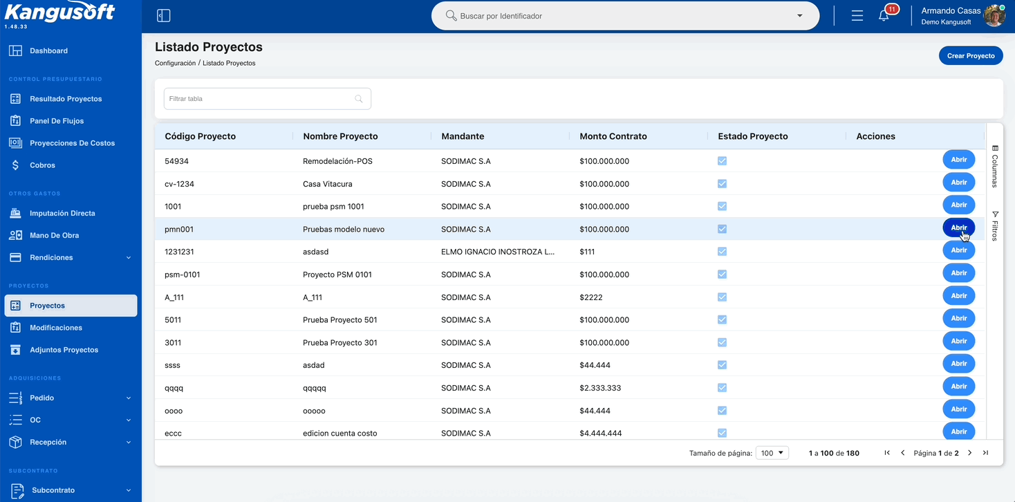 Configuración de adquisiciones