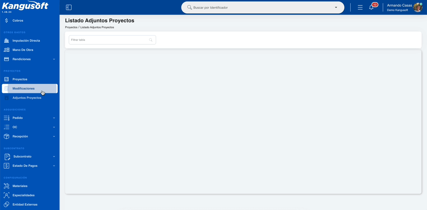 Edición y gestión de modificaciones