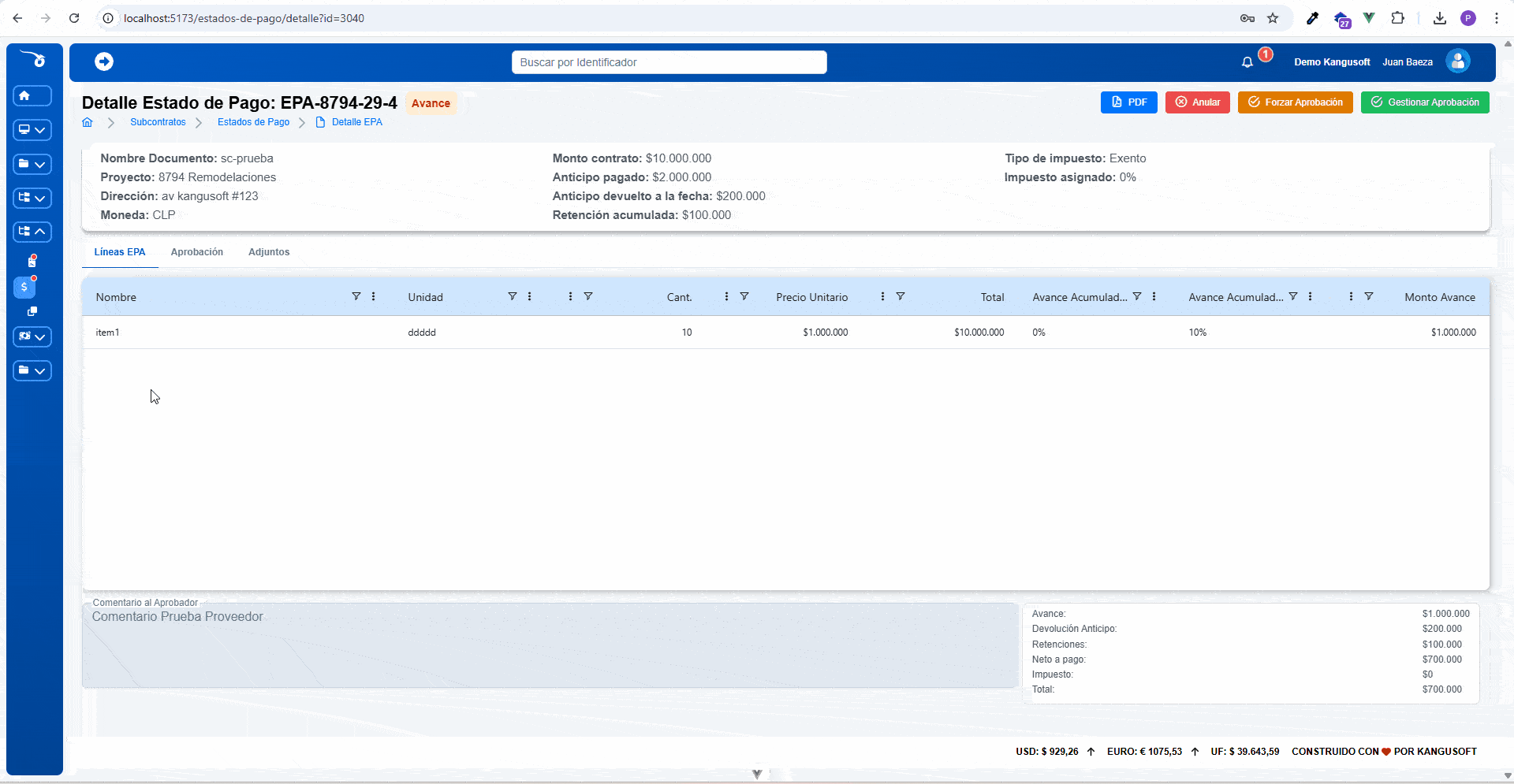 Sección II - Tabs de Información