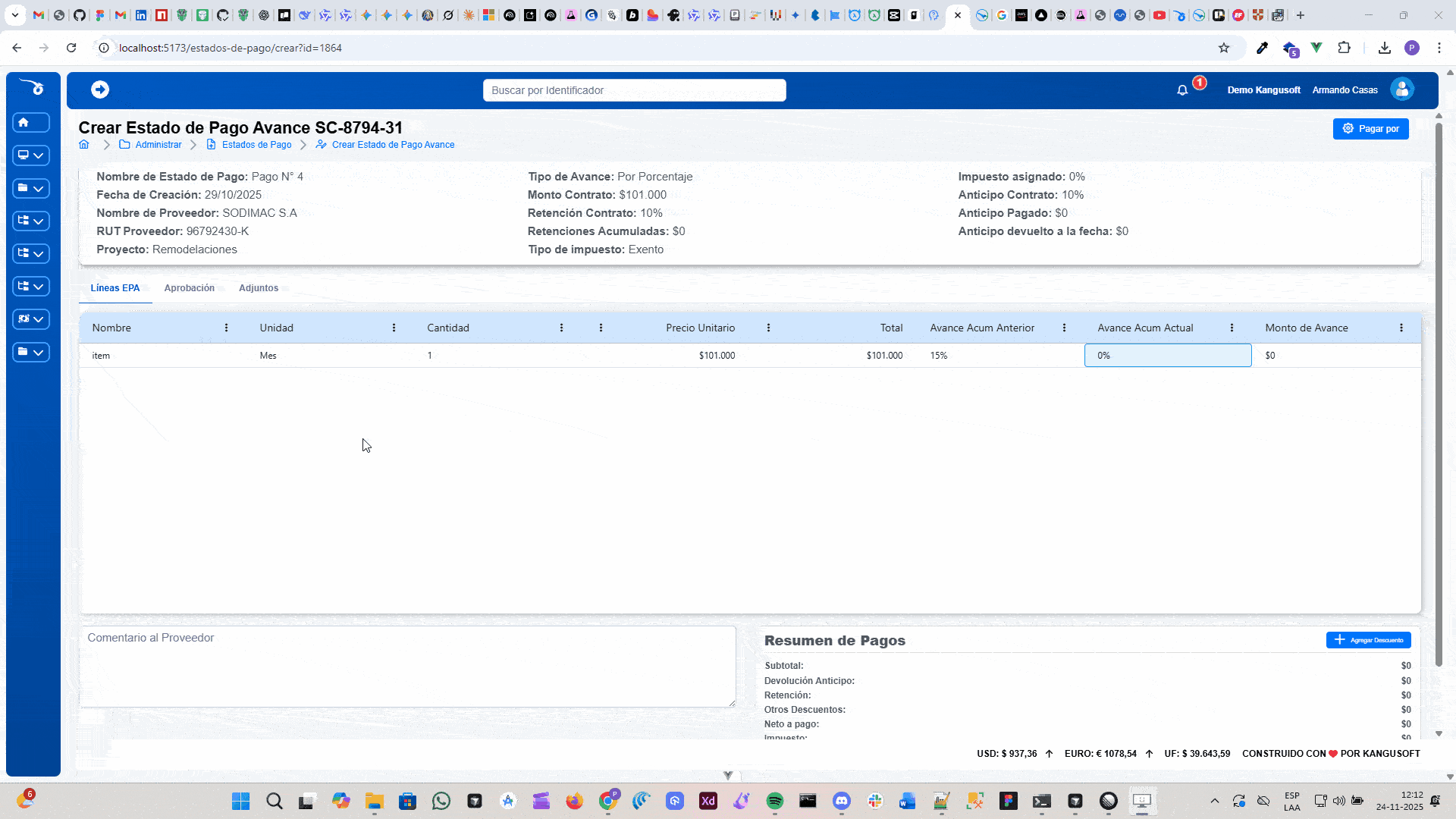 Tabs de Información